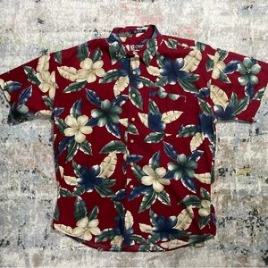Vintage Chaps Ralph Lauren Men's L Floral Hawaiian Short Sleeve Camp Shirt Aloha